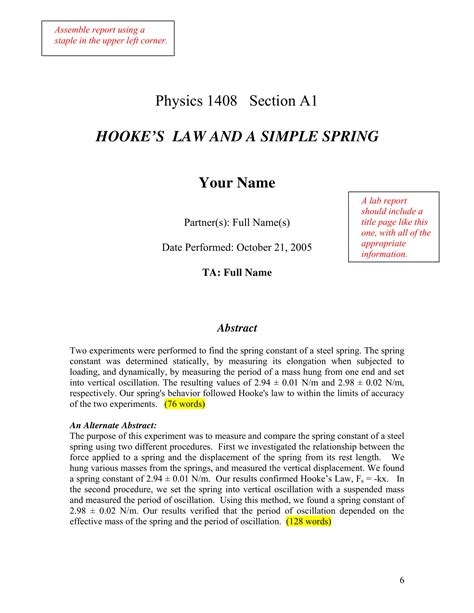 sample lab report examples